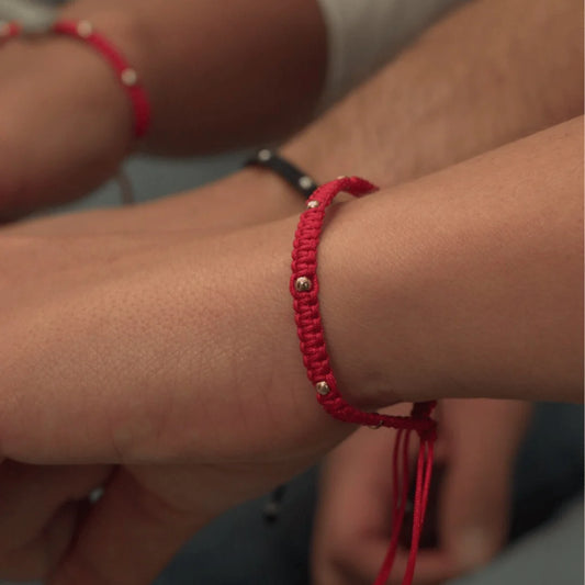 Pulseras Tejidas Pareja Balines Acero
