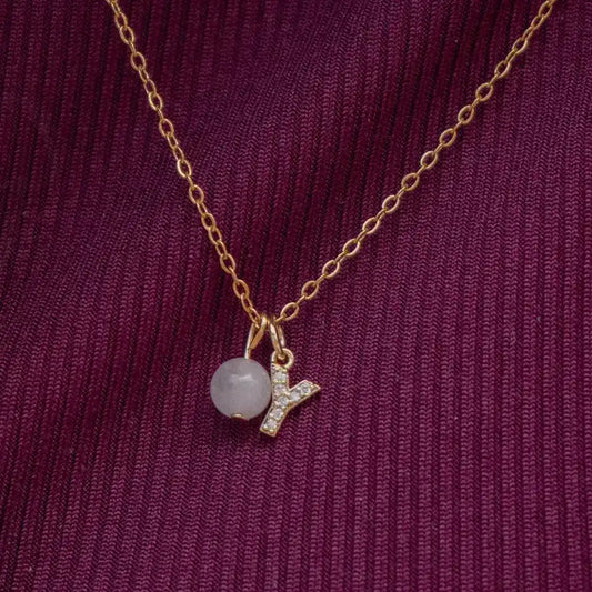 Cadena Inicial Cuarzo Rosa Acero Dorado