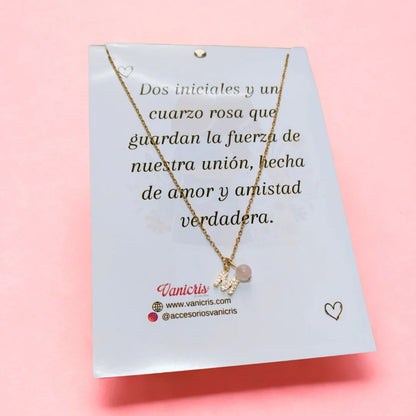 Cadena Inicial Cuarzo Rosa Acero Dorado