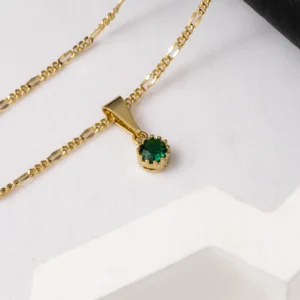 Cadena Piedra Verde Oro Laminado 18k