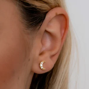 Topos Luna 8mm x 5mm Oro Laminado 18k