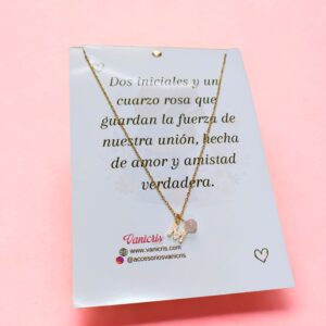 Cadena Inicial Cuarzo Rosa Acero dorado