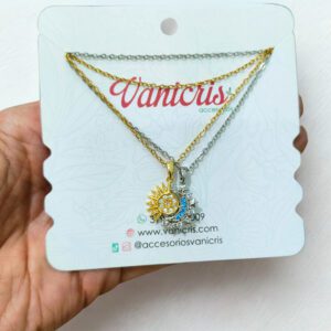 Cadenas en Acero con Dijes Imantados Sol y Luna